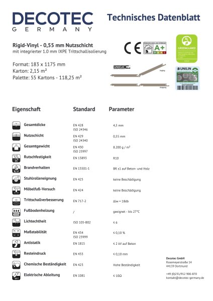 Decotec- Supreme Nut - Ridig PremiumLine Klick-Vinyl - inkl. 1,00 mm IXPE Trittschallisolierung -VE 2,15 qm