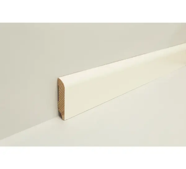 Sockelleiste Kiefer Rund weiß lackiert (9010) 2,4 Meter 12x58mm #605/615
