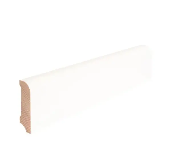 Sockelleiste Kiefer Rund weiß lackiert (9010) 2,4 Meter 18x58mm #609