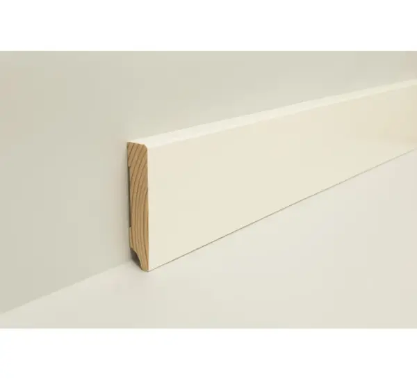 Sockelleiste Kiefer Fase weiß lackiert (9010) 2,4 Meter 18x80mm #613