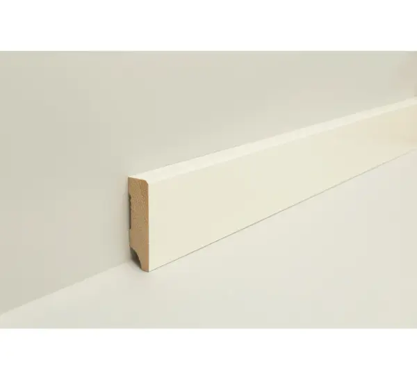 Sockelleiste Kiefer Fase weiß lackiert (9016) 2,4 Meter 16x58mm #612/16