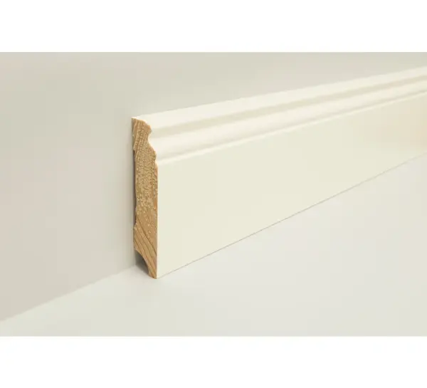 Sockelleiste Kiefer Profil weiß lackiert (9010) 2,4 Meter 18x96mm #626
