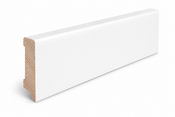 Sockelleiste Kiefer Profil weiß lackiert (9016) 2,4 Meter 16x40mm #630/16